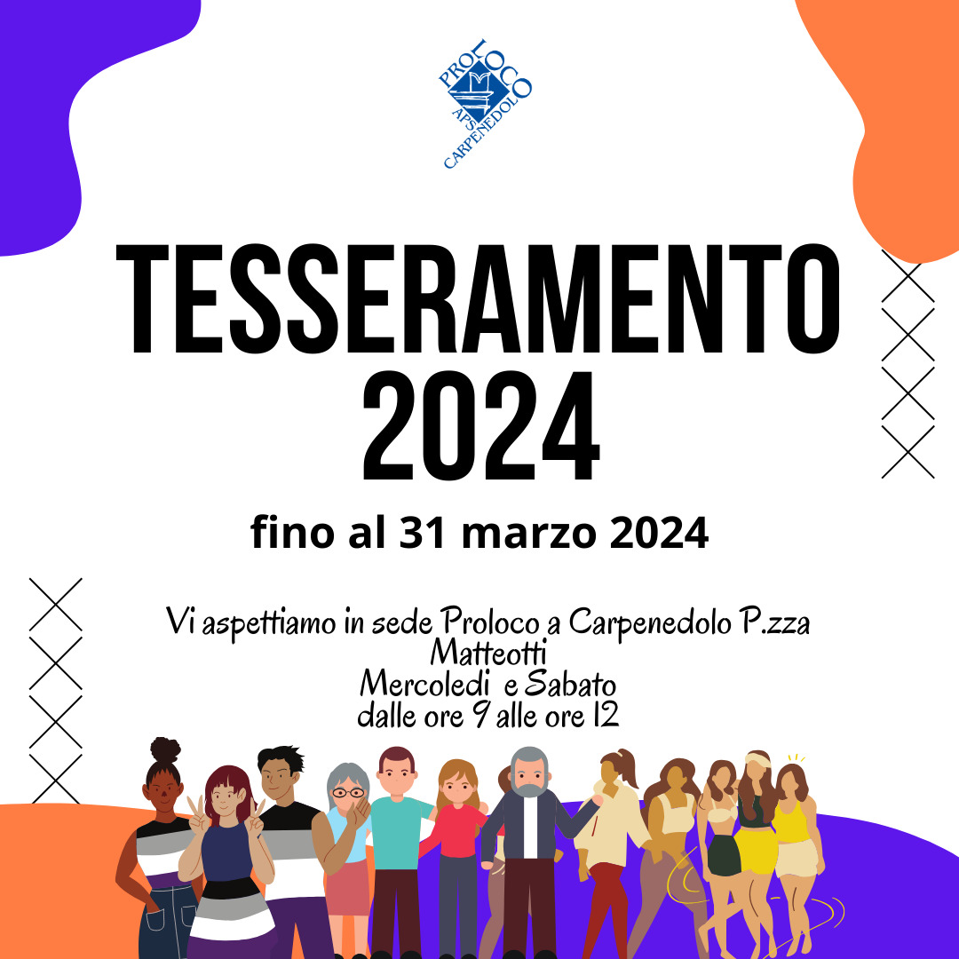 Tesseramento Proloco 2024 PRO LOCO CARPENEDOLO APS